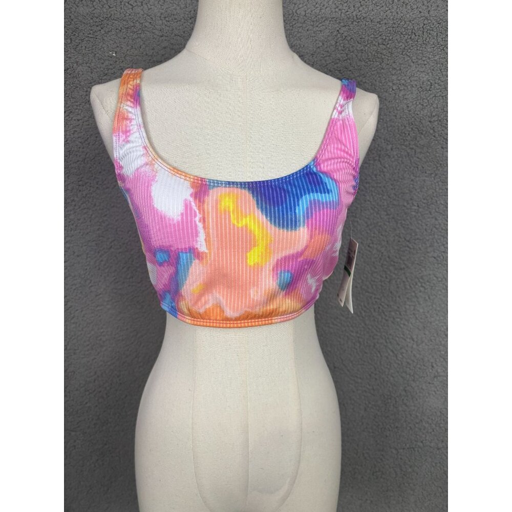 Salt + Cove Juniors' Multi-Color Ribbed Tie-Dye Bikini Top Large New With Tag's